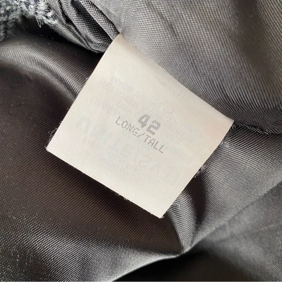 Vintage Harris Tweed Jacket Wool Tweed Grey Herringbone Blazer 42 Long/Tall - Picture 12 of 14